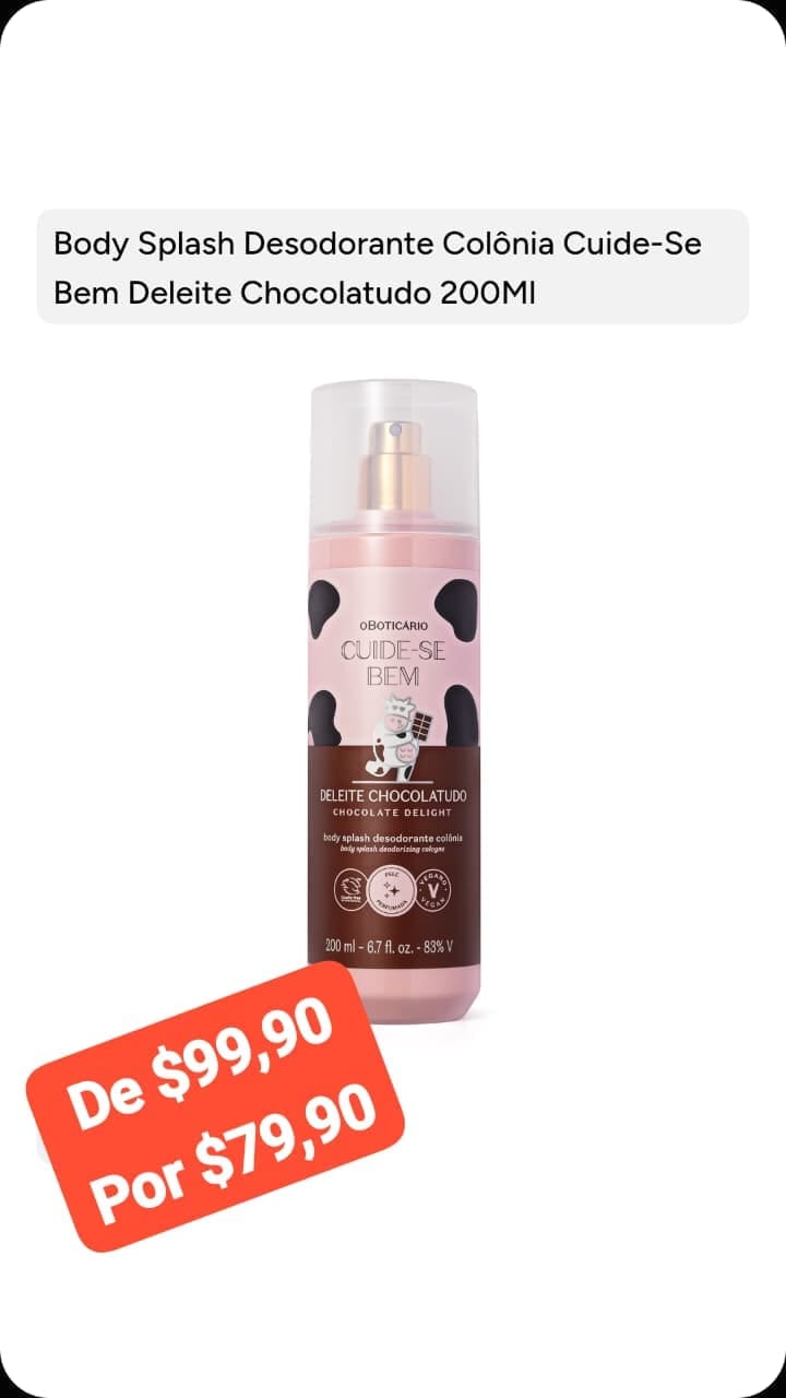 Body Splash Cuide-se Bem Deleite Chocolatudo
