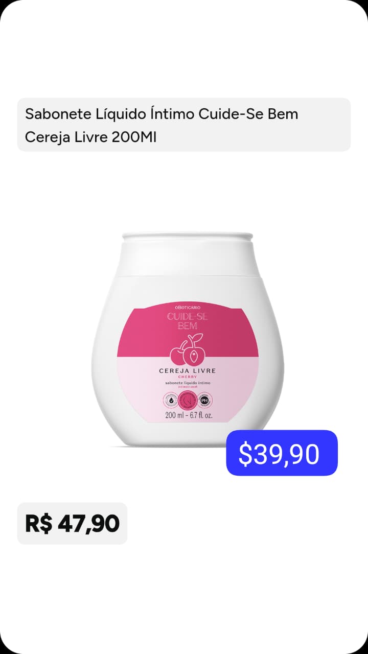 Sabonete Líquido Íntimo Cuide-se Bem Cereja Livre 200 ml