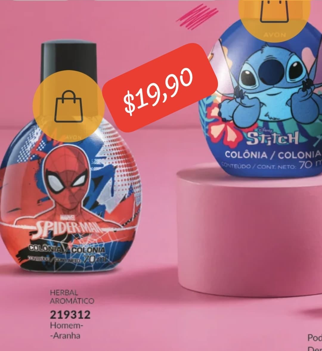 Colônias infantis Avon Homem-Aranha e Stitch 70 ml