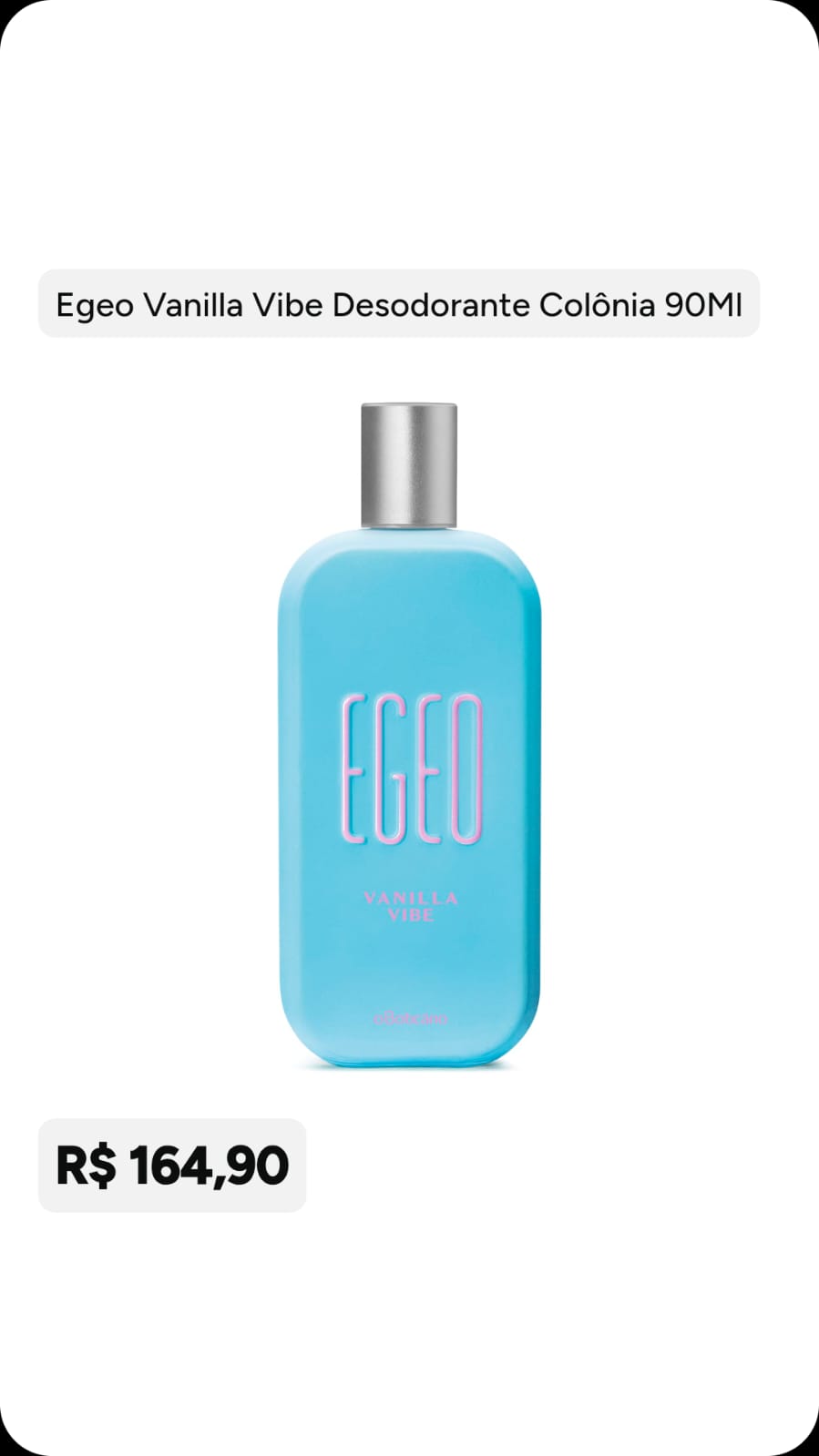 Egeo Vanilla Vibe Colônia 90 ml