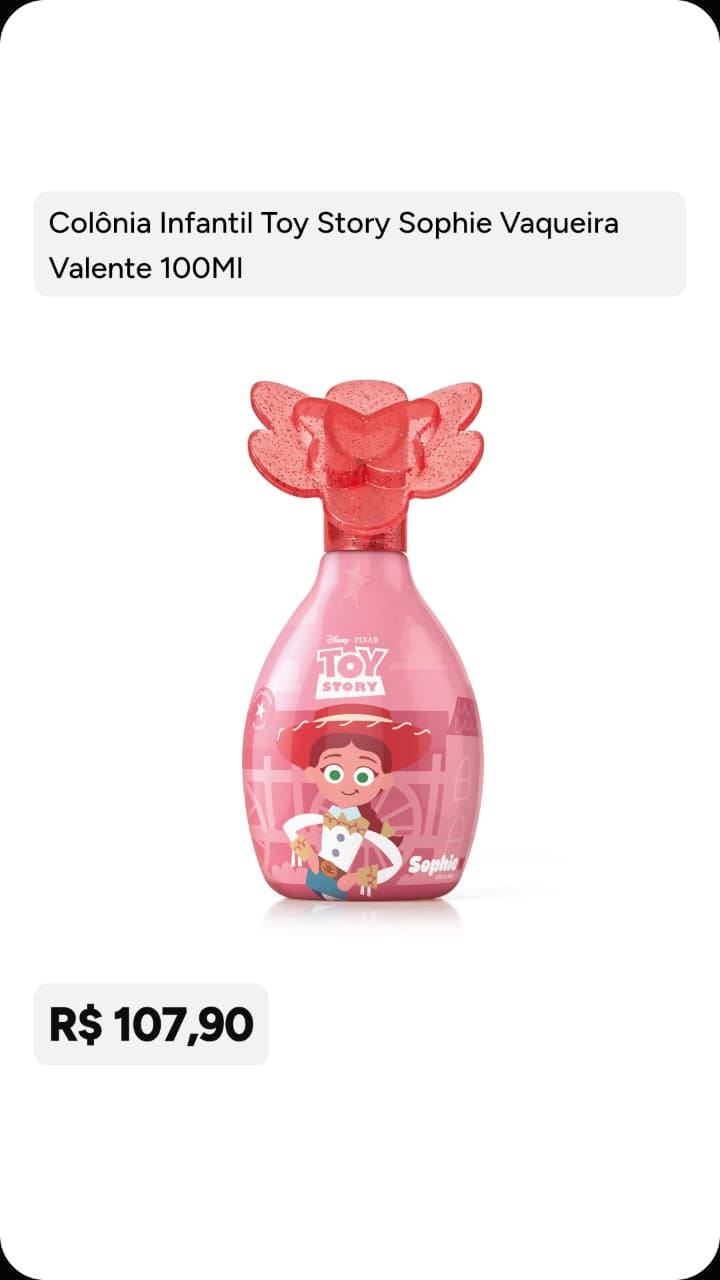 Colônia Infantil Toy Story Sophie Vaqueira Valente 100 ml