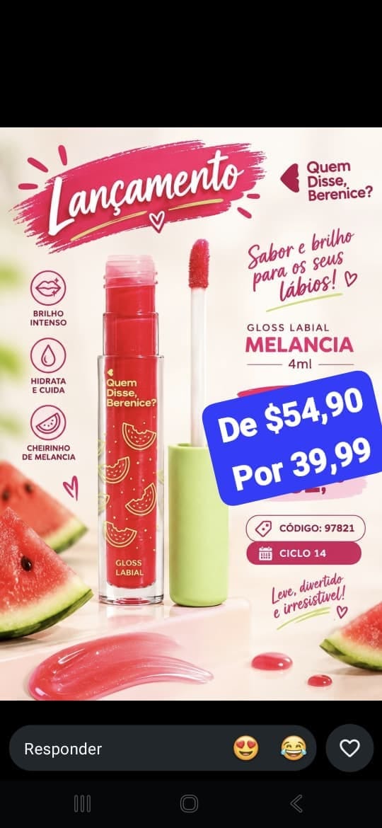 Gloss Labial Melancia Quem Disse, Berenice? — 4 ml