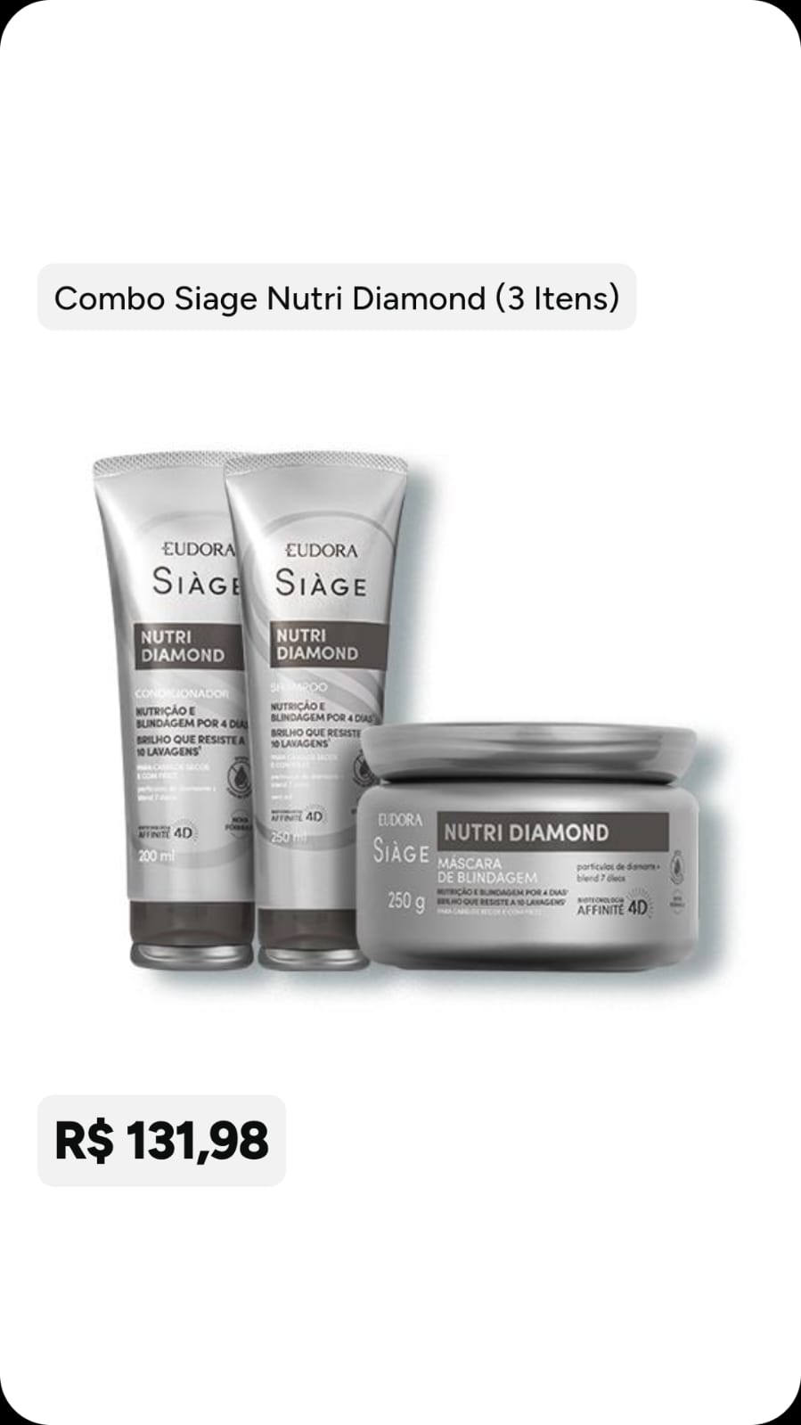 Combo Siàge Nutri Diamond — 3 itens
