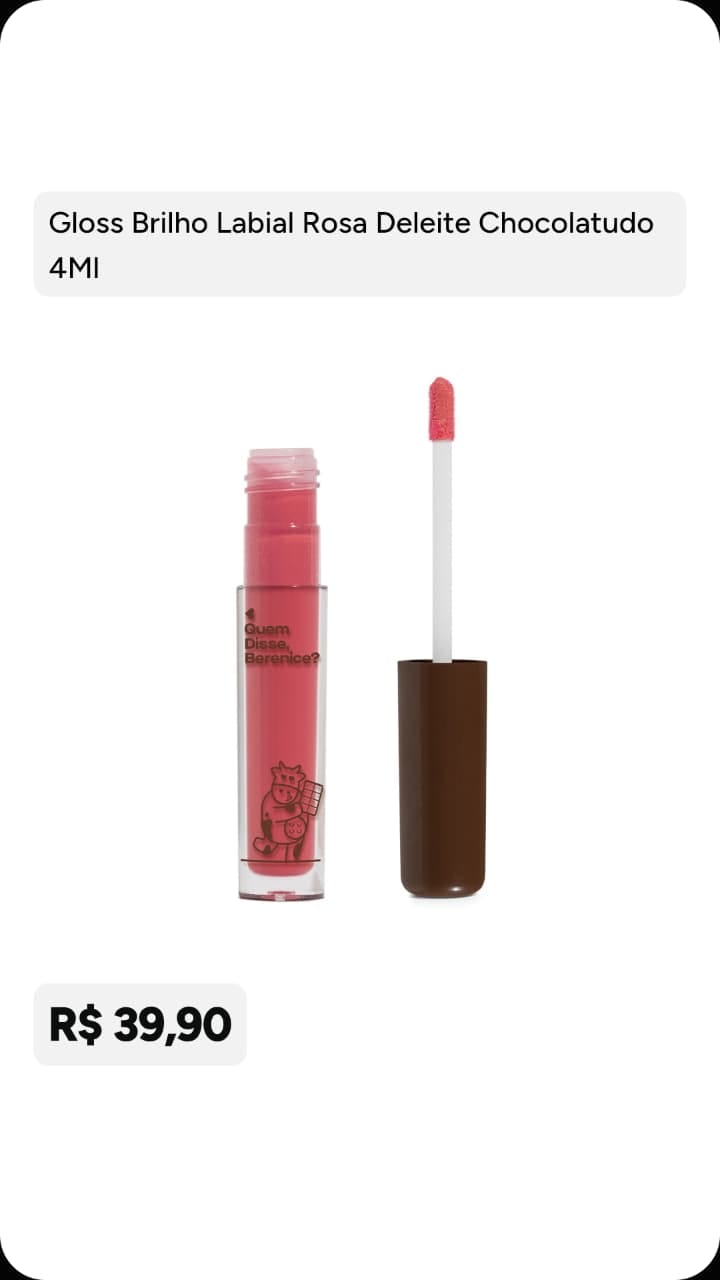 Gloss Rosa Deleite Chocolatudo 4 ml