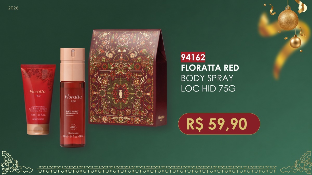 Kit Floratta Red — body spray e loção 75 g