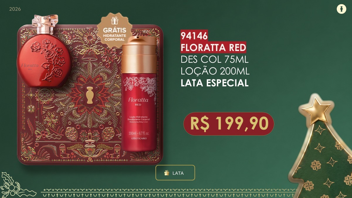 Kit Floratta Red — colônia, loção e lata