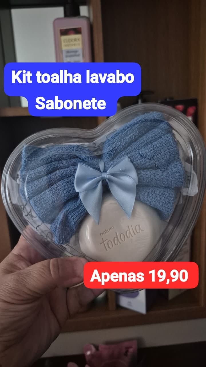 Kit toalha lavabo e sabonete — azul